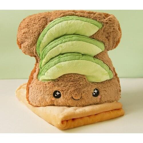 Avocado Toast Pillow And Blanket Inside 2 in 1 Plush Avocado Sleep Toy Fruit Doll Cushion Car Cushion Childrens Gift Bread