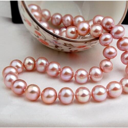 Classic south sea 9-10mm pink Akoya pearl pendant necklace 18"