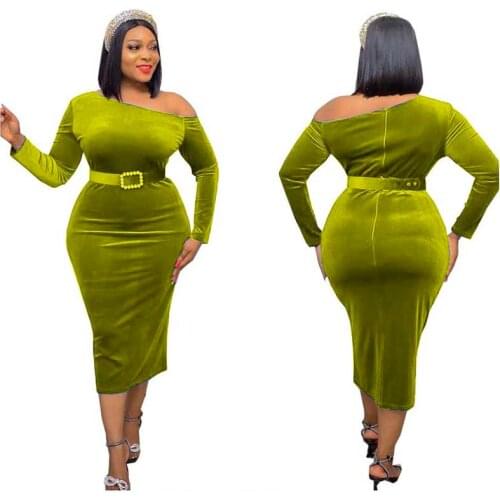 Summer Sexy African Women Long Sleeve Polyester Solid Color Dress African Dresses for Women African Clothes Women