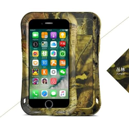 LOVE MEI Camouflage Small Waist Metal Case For iPhone 7 8 7 Plus 8 Plus Aluminum Armor Shockproof Cover For iPhone7 7Plus 8Plus