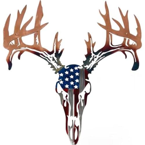 Metal Deer Head Wall Ornament Animal Reindeer Silhouettes Wrought Iron Wall Art Hanging Decoration For Indoor Outdoor