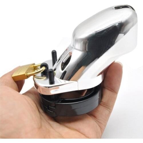 Metal Large Cock Cage Chastity Device Silicone Penis Bdsm Ring Male Bondage Lock Masturbation Restraint Sex Toys for Couples