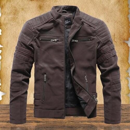 Winter Hot Selling Men Fleece Leather Jackets 2020 Men Fashion Embroidery Motorcycle Jackets Male Quality Thick Bomber Outwear