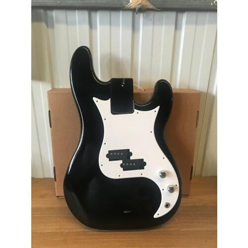 A set of Pure Black Colour Popular Wood Electric Bass Guitar Body Finished with Guitar Barrel Pickguard and Pickup Bass Panel