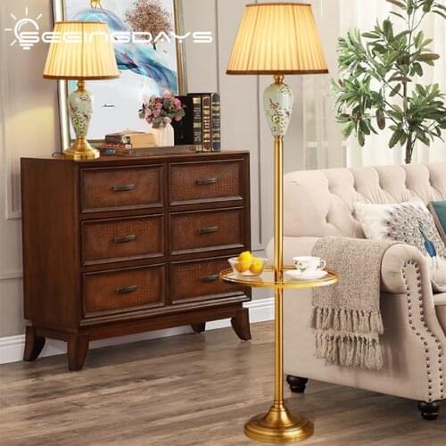 SeeingDays 36x155cm Sofa Edge Floor Lamp For Living Room Bedroom American Simple Study Bedside Coffee Table Ceramic Floor Lamp