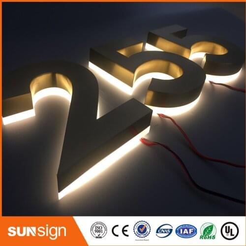 H 20cm Outdoor Stainless steel LED backlit house number and letters