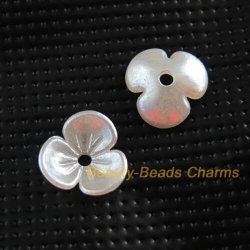New 200Pcs White Plastic Acrylic Flower Heart Spacer End Bead Caps Charms 9.5mm