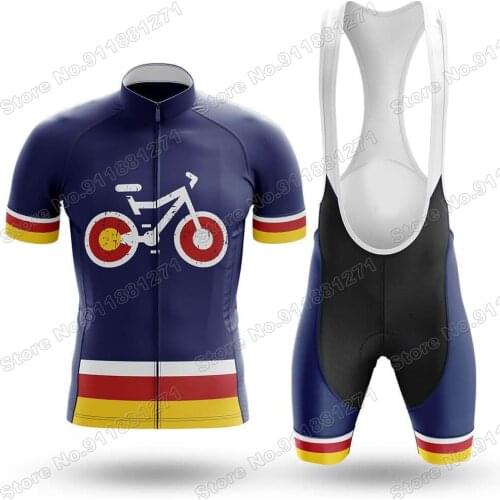 Mens New Colorado Flag Bike Cycling Jersey Set Summer Bicycle Clothing Road Bike Shirts Suit Bicycle Bib Shorts MTB Ropa Maillot