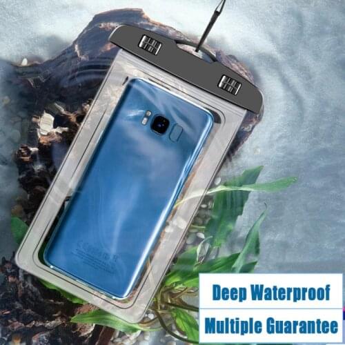 7 Inches Floating Airbag Swimming Bag Double Waterproof Mobile Phone Pouch Cell Phone Case For Swim Diving Surfing Beach Use