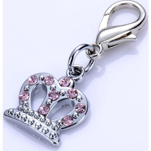 Pink Blue White Color Pet Dog Tags Rhinestone Collar Charm Lobster Clasp Jewelry Accessories Necklace Pendants Pet Supplies
