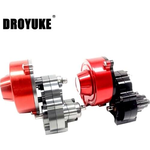 Droyuke All Metal Reverse Transmission Gearbox with Motor Gear/Protective Cover for 1/10 RC Crawler SCX10 RC Car Upgrade Parts