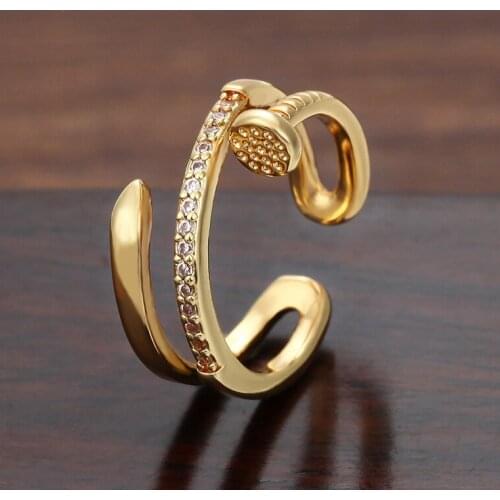 Daihe Luxury Screw Ring Women 18K Gold plated Adjustable Colorful Crystal Zircon Rings Copper For Women Gift Jewelry Wholesale