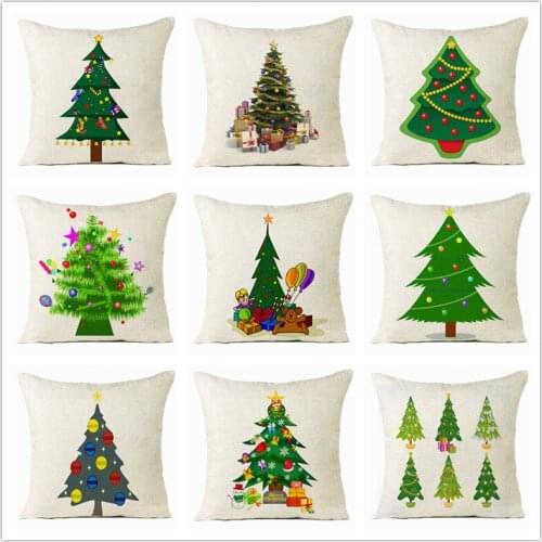 Christmas Tree Linen Sofa Bed Decorative Wedding Decoration Birthday Party Throw Pillow Case 45cm x 45cm