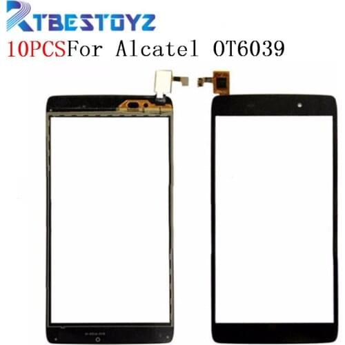 RTBESTOYZ 10PCS/Lot Black For Alcatel One Touch OT6039 6039 6039Y Front Outer Glass Lens Repair Touch Screen Outer Glass