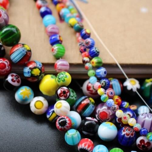 38cm 4~12mm Lampwork Glass Beads flower beads Mix Patterns Mix colors Fashion Beads for jewelry making Necklace Bracelet DIY