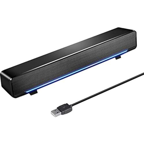 Upgrade USB Powered PC Sound Bar Multimedia Small Speaker Computer Stereo Speaker with Adjustable Bass Ports