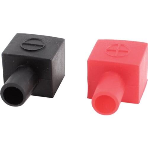 UXCELL 1Pair Car Battery Terminal Cable Angle Type Insulation Cover Boot Cap Protecting Insulation Black Red