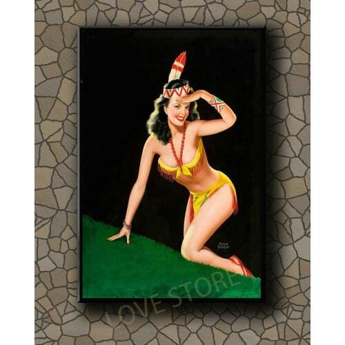 P466 Vintage Beautiful Pin-up Girl Classic Picture 611 Silk Fabric Poster Art Decor Indoor Painting Gift