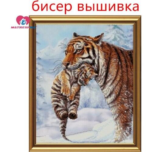 50cm x 62cm Beads embroidery Accurate printed Tiger motherhood Full beadwork crafts needlework handmade patchwork ruler sewing