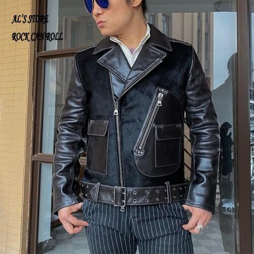 XW799 Asian Size, Read Description Super Quality Genuine Italian Cow Leather & Japan Horse Hair Fur Slim Stylish Jacket
