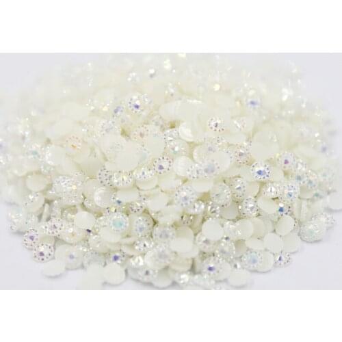 Jelly White AB Color Sunflower 4mm,5mm,6mm Facets FlatBack Resin Rhinestone Nail Art Garment Decoration Stones/Beads
