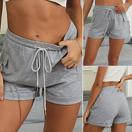 Womens Elastic Waist Home Loose Casual Shorts with Pocket Shorts