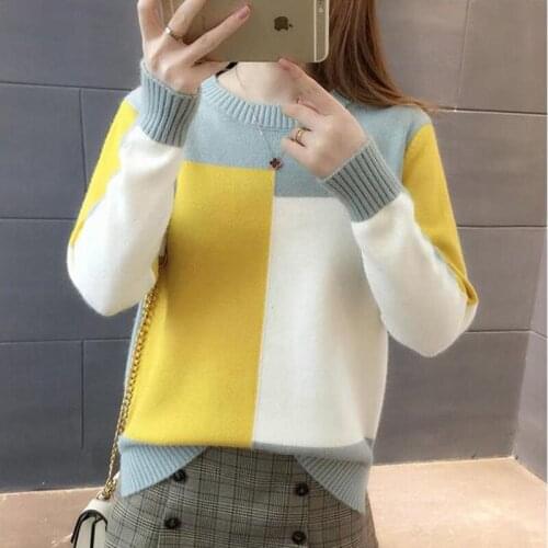 Women Autumn Winter Pullovers Sexy Loose O-neck Knitted Sweaters Fashion Candy Color All-match Elegant Ladies Outwear Casual