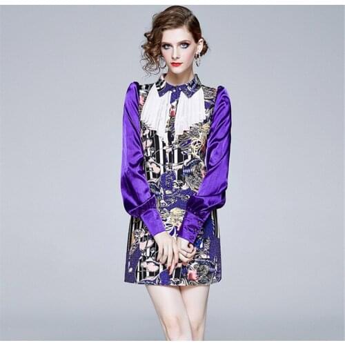 2021 Summer Designer Runway Fashion Dress Womens Lantern Sleeve Luxury Print Elegant Vintage Party Dress k5001