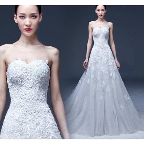 Free shipping 2018 long lace vestido de noiva formal appliques sweetheart bridal gown lace appliques mother of the bride dresses