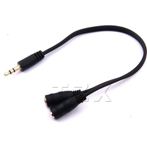 1pcs Hot Sale Gold plated Audio Stereo Plug 3.5mm 1 Male to 2 Female Adapter Cable Spliter microphone and headphone
