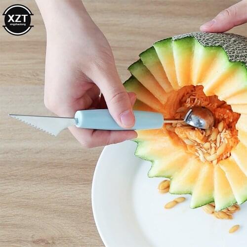 1 Pc Double-headed Digging Fruit Ball Spoon Split Carving Knife Cutting Watermelon Dual-use DIY Tool Kitchen Gadget Accessories