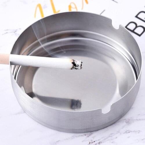 1 Pcs Ashtray Round Durable Portable Stainless Steel Hotel Smoke Dish Holder Desktop Round Desktop Ashtray
