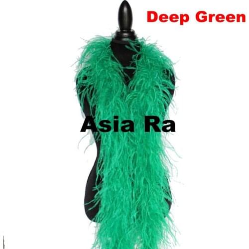 2ply 10 meters high quality dyed Deep Green OSTRICH FEATHER BOA with turkey feather boa inside for Party/Costume/Shawl/Craft