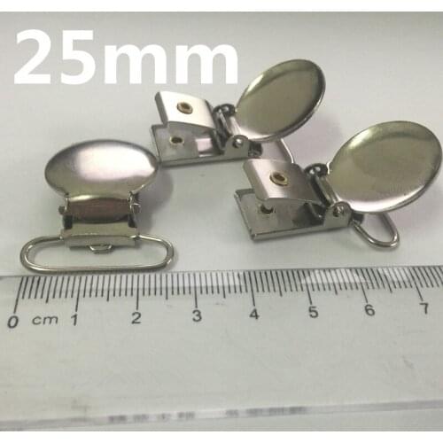 20 Pcs Ring inner 1''25 mm Round Metal Suspender Pacifier Holders Clips with Plastic Braces Clips Clamp Gallus Clincher