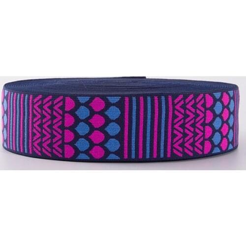 25 Meters 35mm 1.4" Designer Jacquard Nylon Elastic Webbing OEM Accept