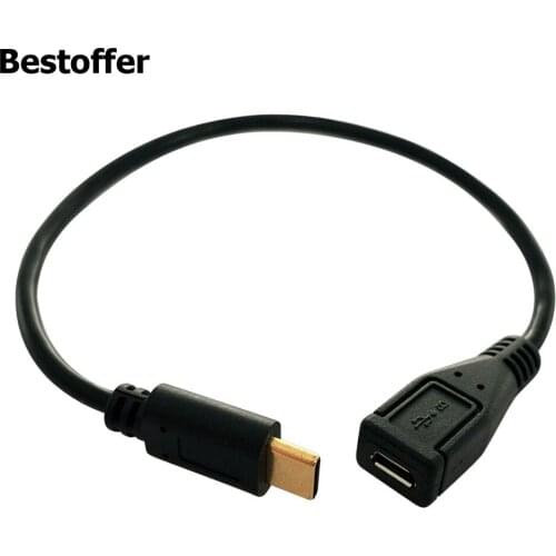 25 CM USB Type C to Micro USB Adapter Cord for ZTE Axon 7 Mini/Imperial Max 2/Zmax Pro