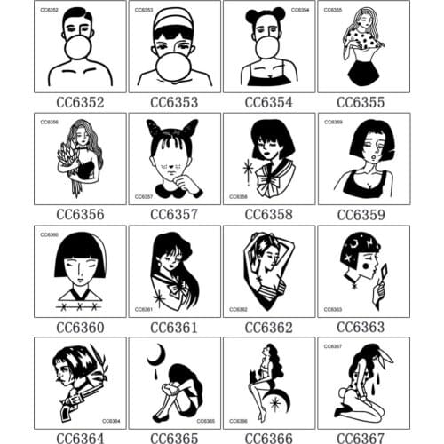 3pcs Sexy Women Old School Style Tatoo Darkly Girls Tatouage Temporaire Female Temporary Tattoo Sticker For Body Art 6x6cm