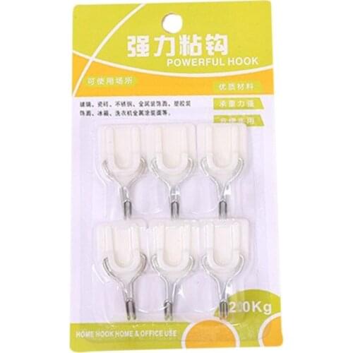 6pcs Plastic Hook White Coat Hook Kitchen Bathroom Door Behind The Tile Small Hook Wall Mounted Clothes Drying Rack