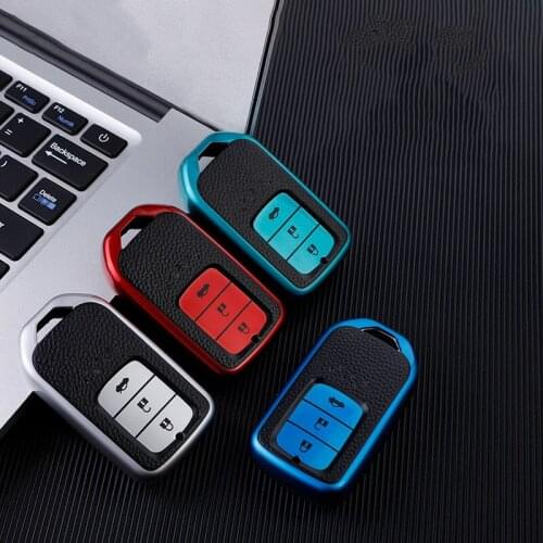Soft TPU + Leather Car Remote Key Full Cover Case Fob Shell For Honda Civic CR-V HR-V Accord Jade Crider Odyssey 2015 - 2018