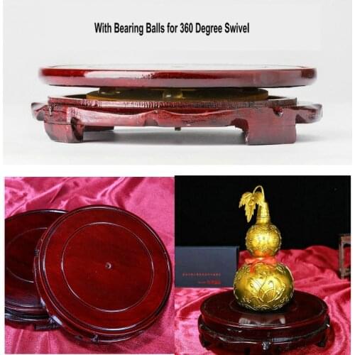 HQ R1 Flower Pot Fish Tank Handicraft Decor Vase Buddha Statue Solid Wood Rotate Circular Base Swivel Plate Turntable Stand Base