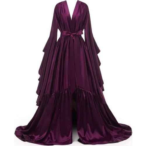 Long Bridal Robes Shiny Silk Satin Bridesmaid Wedding Bachelorette Party Nightgown Bathrobe