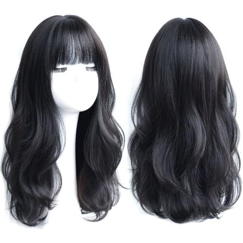 HOUYAN Long curly synthetic wig with center bangs dark brown natural curly hair wig female Cosplay wig heat-resistant fiber wig