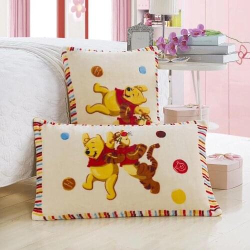 Disney Flannel Pillowcases 1Pcs Cartoon yellow Winnie the Pooh Couple Pillow Cover for kids Decorative PillowsCase 48x74cm hot