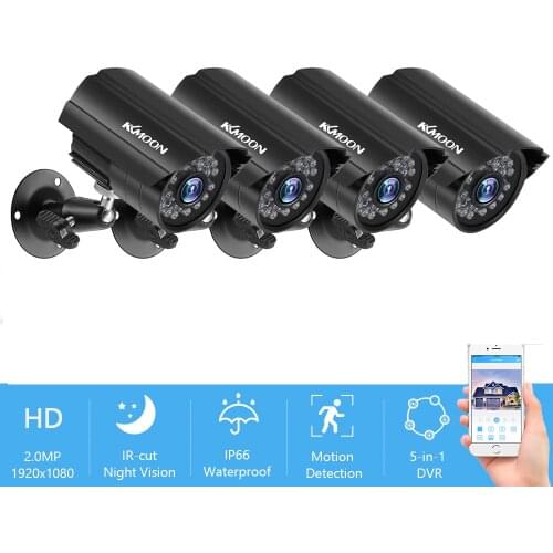 4pcs AHD CCTV Cameras Kit 720P Weatherproof IR CUT Color CMOS Home Security System 3.6mm