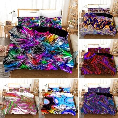 Psychedelic style Bed set High quality digital printing Abstract print 2/3Pcs Duver Cover with Pillowcase US/AU/UK Size