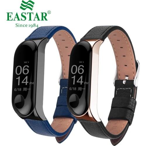 Eastar Leather Strap Rose Gold Black Case For Xiaomi Mi Band 3 Smart Band Accessories For Xiaomi Miband 3 Smart Wristband Strap