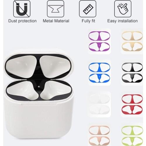 Metal Dust Guard Sticker for Airpods 2 Skin Protective Sticker for Apple AirPods 1 Earphone Charging Box Case Cover Shell Skin