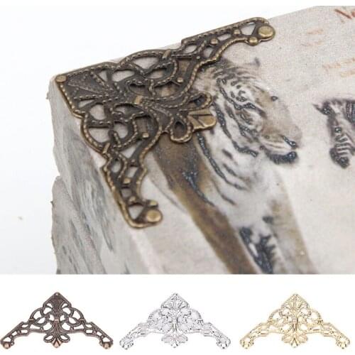 10Pcs Metal Iron Corner Protector Book Scrapbook Album Wine Box Protector Cover Antique Jewelry Box Hardware Paste Corner