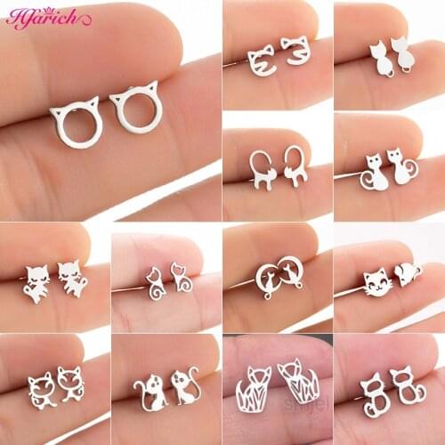 Cute Variety of Cat Earrings for Women Girls 2021 Trend Mini Animal Cat Paw Earring Ear Piercing Love Pet Christmas Gifts