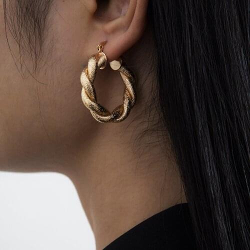 Fashion Punk Hyperbole Earrings For Women Vintage Gold Color Earrings Jewelry Accessories Party Gifts